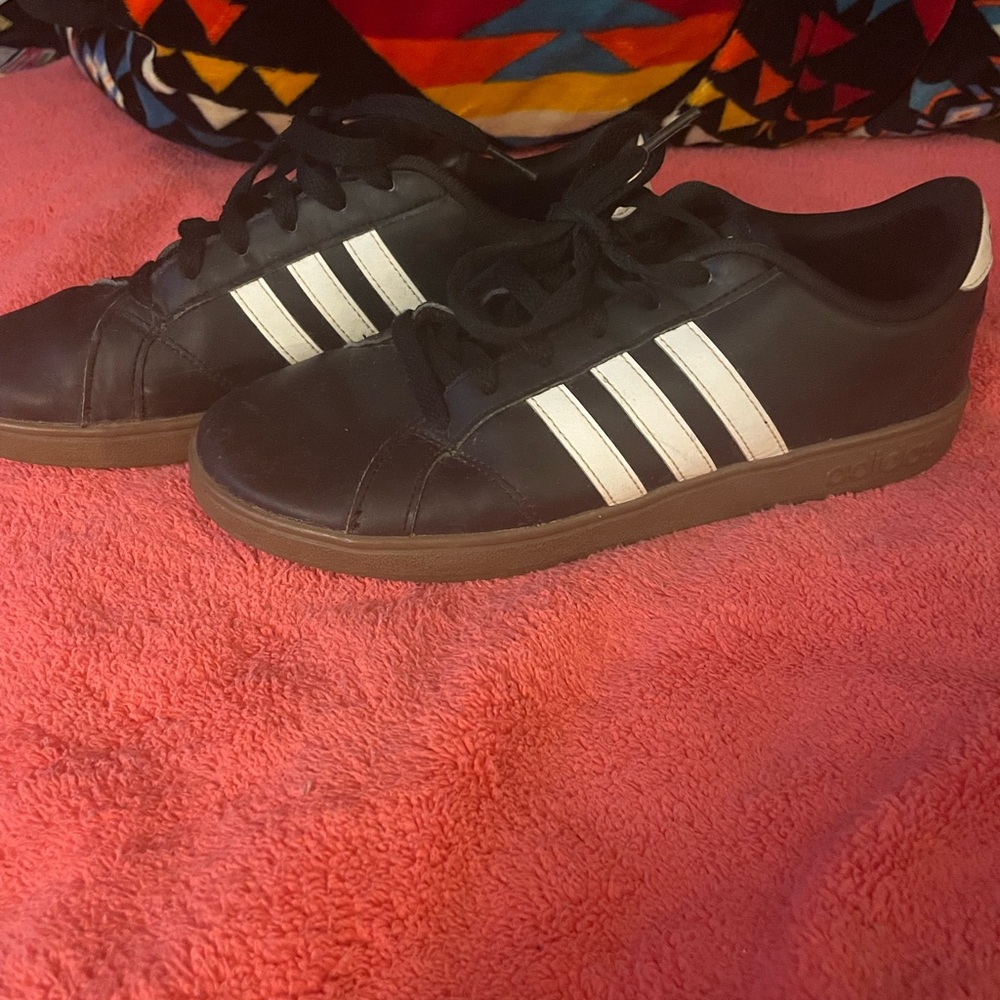 adidas Black and White Sneakers with Brown Sole
